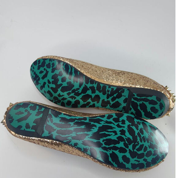 Y2K Gold Betsy Johnson studded flats sz 7 - Picture 6 of 8